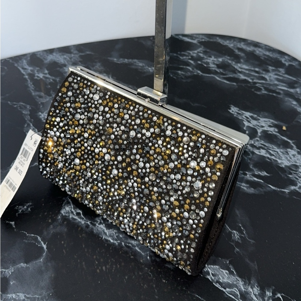 Inc International Concepts Clutch Loryy Sparkle Dressy Bag Rhinestone Black NWT - Picture 6 of 10